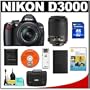 Nikon D3000 10MP Digital SLR Camera with 18-55mm f/3.5-5.6G AF-S DX VR Nikkor Zoom Lens & 55-200mm VR Zoom Lens with 8GB Card + EN-EL9a Battery + Nikon Gadget Bag + Accessory Kit