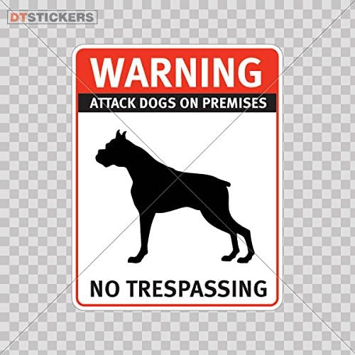 Vinyl Stickers Decals Warning Attack Dog On Premises. No Trespassing Garage home window animal exhibition shit curiosity (10 X 7,94 Inches) Fully Waterproof Printed vinyl sticker