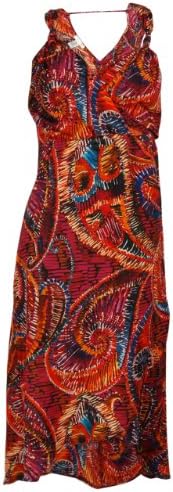 Wrap Style Printed Beach Dress (12, Black/Purple)