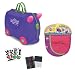 Trunki by Melissa & Doug Wheeled Carry-On Kids Luggage - Iris Purple with Coordinating Saddle Bag and Decorative Sticker Set