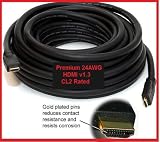 PTC 20ft PREMIUM GOLD Series HDMI CERTIFIED 24AWG CL2 rated black cable