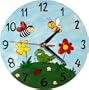 Mila Childrens Wall Clock, Springtime, Hand Painted, Diameter 22 cm