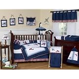 Red, White & Blue Vintage Aviator Airplane Baby Bedding - 9 pc Crib Set