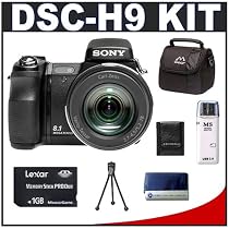 Sony CyberShot DSC-H9 8.1 Megapixel Digital Camera with 15x Optical Zoom + Lexar Media 1GB 40x Platinum II Series Memory Stick (MS) PRO Duo Card + High Speed USB 2.0 Memory Stick (MS) Card Reader + Digital Camera Case