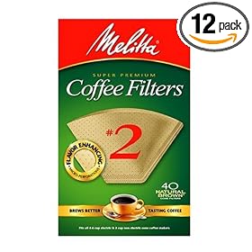 Click here to buy Melitta Cone Coffee Filters, Natural Brown, No. 2, 40-Count Boxes (Pack of 12) by Melitta.