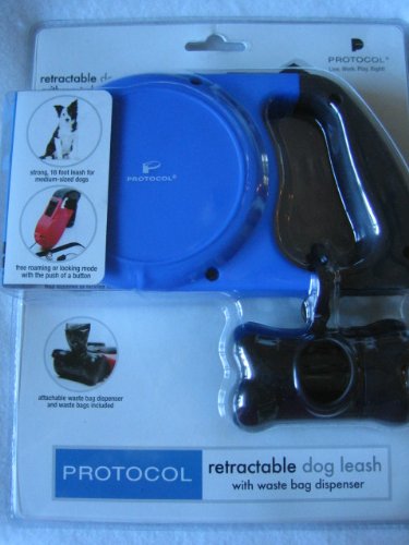 Protocol Retractable Leash for Medium Sized Dog with Waste Bag Dispenser