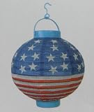 Patriotic Stars & Stripes Light-Up Paper Lantern Battery Operated Asian Party 7