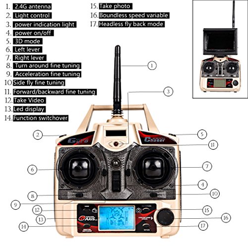 Imagen 4 de COOCHEER JJRC H8D RC Quadcopter Drone Helicóptero con Transmisor FPV Monitor de Tiempo Real Transporte Vídeo Modo sin Cabeza, 5,8 g de 2MP HD de la Cámara
