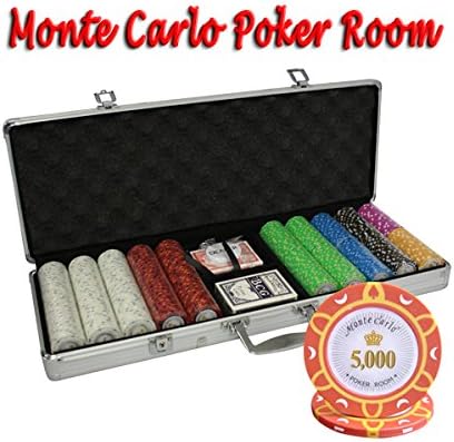 MRC 500pcs Monte Carlo Poker Room Poker Chips Set with Aluminum Case