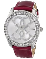 GUESS Womens U0208L3 Dazzling Iconic Logo Silver-Tone Watch
