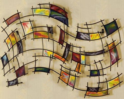 Modern Wave Abstract Wall Art 34″H x 52″W x 3″D, 34″Hx52″W, MULTI