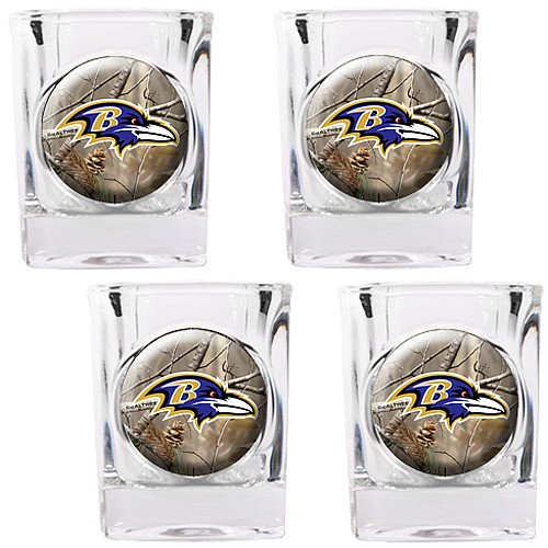 NFL Baltimore Ravens Open Field Four Piece Square Shot Glass Set