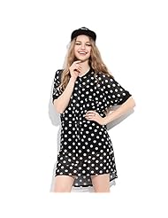 Elbow Length Sleeves Polka Dot Print Cotton/Polyester  Dress