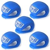 ≪５個まとめ割≫ 高輝度LED２灯 シリコン 自転車ライト サイクルライト 【 ブルー 】 フロントライト テールライト ライト ランプ スマート 小型 小さい コンパクト 明るさ 明るい 生活防水 キャンプ アウトドア ランニング ジョギング 散歩 懐中電灯 子供用 ロードバイク クロスバイク 電池交換 カラバリ 全９色 あもくる AMOKURU