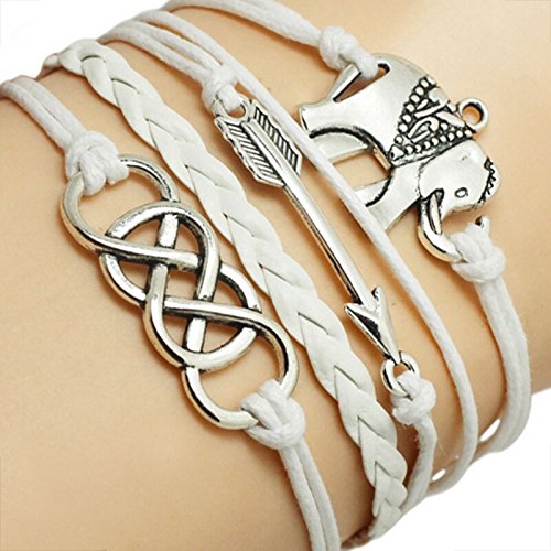 White Elephant Multilayer Braided Wristband Rope Chain ,Handmade Hand Woven Bracelet by Petrelking