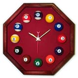 Billiards Pool Room Octagon Clock Cherry & Burgandy Mali Felt