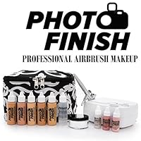 Photo Finish Professional Airbrush Cosmetic Makeup System Kit / Fair to Medium Shades 5pc Foundation Set with Blush, Concealer, Shimmer, Primer and Silica Finishing Powder- Chose Matte or Luminous Finish Kit