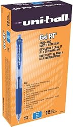 uni-ball Gel RT Micro Point Retractable Pens, 12 Blue Ink Pens(69035)