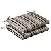 Pillow Perfect Indoor/Outdoor Black/Beige Striped Seat Cushion, Squared, 2-Pack