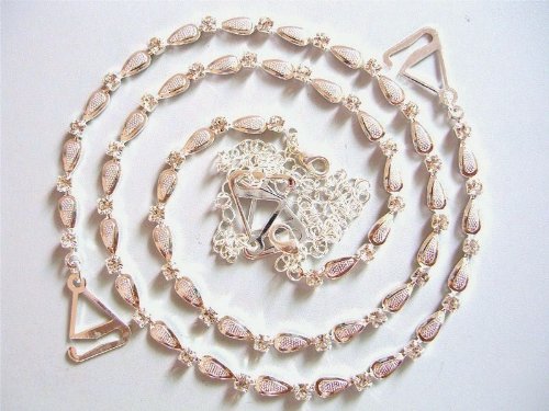 Silver Tone Leaf and Rhinestones Bra Straps