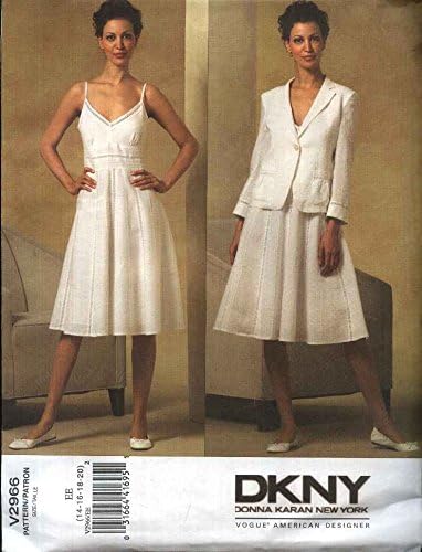 Vogue Sewing Pattern 2966 Misses Size 14-20 DKNY Donna Karan Summer Dress Jacket Sundress