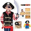 Melissa & Doug Pirate Outfit Dress Up Costume with Pirate Parrot, Map and Coins Set of 5 Items