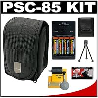 Canon PowerShot PSC-85 Carrying Case + (4) Batteries & Charger + Tripod + Accessory Kit for A590 IS, A580, A1000 IS, A1100 IS, A2000 IS, A2100 IS, SX100 IS, SX110 IS, SX120 IS & E1 Digital Cameras