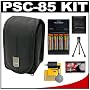 Canon PowerShot PSC-85 Carrying Case + (4) Batteries & Charger + Tripod + Accessory Kit for A590 IS, A580, A1000 IS, A1100 IS, A2000 IS, A2100 IS, SX100 IS, SX110 IS, SX120 IS & E1 Digital Cameras