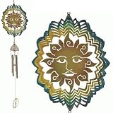 2-in-1 Sun Face Wind Spinner & Windchime with Small Ornament Spinner, 28.5"