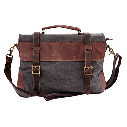 MONA Hobo Canvas Cross Body Messenger Bag-Briefcase Shoulder Handbag Casual Vintage Fashion for Men and Women (Dark Gray)