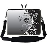 15 15.6 inch Gray Black Swirl Design Laptop Sleeve Bag Carrying Case with Hidden Handle & Adjustable Shoulder Strap for 14" 15" 15.6" Apple Macbook, Acer, Asus, Dell, Hp, Sony, Toshiba, and More