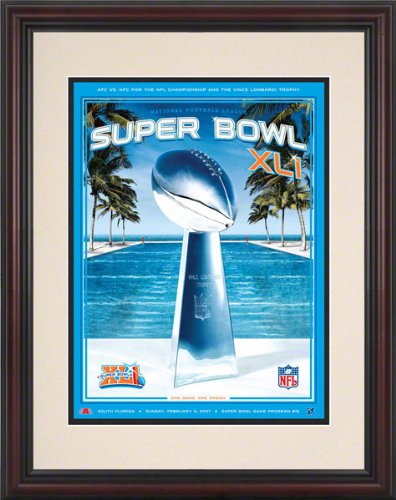 Framed 8.5 x 11 Super Bowl XLI Program Print | Details: 2007, Colts vs Bears