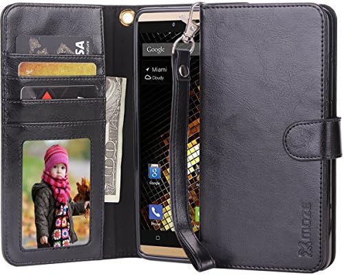 Blu VIVO XL Case, Moze Blu VIVO XL Wallet Case [4 Card Slots ] [Wrist Strap] [Stand Feature] PU Leather Flip Wallet Case Cover for Blu VIVO XL (Black)