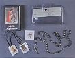First Communion Gift Sets - Boy - ENGLISH - Black Molded Rosary - Missal - FC Pin - Scapular - Clear Vinyl Wallet