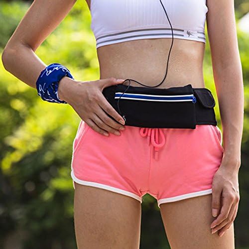Fitness Belt for Running Wasit Pack with Waterproof Waist Bag and Zipper Fanny Pack (Black)