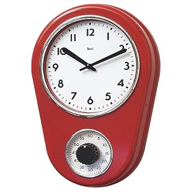 Bai Design BAI.280.RE Kitchen Timer Retro Modern Wall Clock in Red