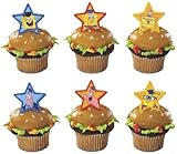 12 ct - Spongebob and Squidward Graduation Cupcake Rings Party Favors