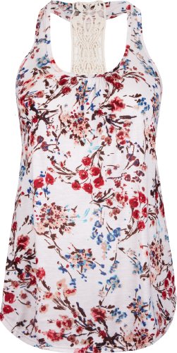 FULL TILT Crochet Back Floral Womens Tank