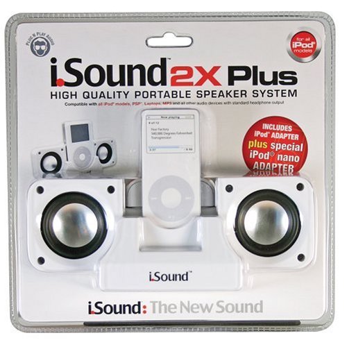 DreamGear i.Sound 2x Plus Foldable Speaker System for iPod and MP3 Players (White)