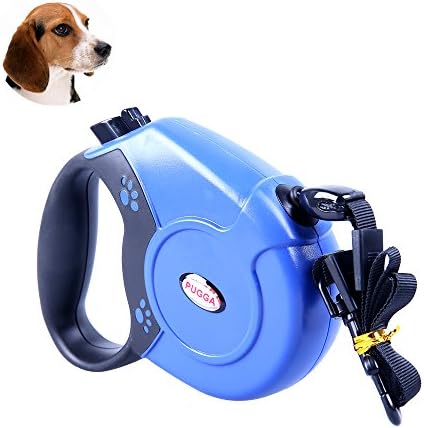 Retractable Dog Leash - Great for Walking/running Dogs - Strong Nylon Ribbon - Comfort Grip Environment Friendly Material - Large Dogs up to 44 Lbs - ABS Casing, Anti-skid Grip (Blue, M-16ft-44 Lbs)