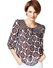 Front Tie Paisley Print Blouse