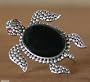 Onyx and garnet brooch, 'Black Sea Turtle' 1.8" W 2.2" L