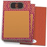 Spiced Orange and Purple 'Chains' Note Pad with 'E' Monogram. 24 Luxe Cover Stock Sheets per set. 2-pack.
