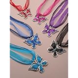 Black Glitter Butterfly Corded Necklace Set IN3441