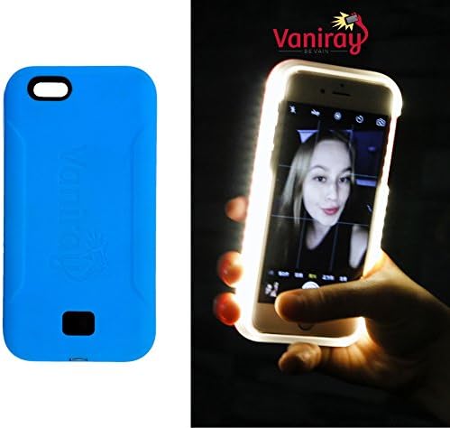 Vaniray Selfie Light iPhone Case. Illuminated case makes low light photos easy. Pacific Regal Blue iPhone 6(s)plus