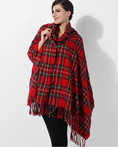 YOLL Women Lady's Classical Plaid Tassel Pashmina Wrap Shawl Scarf Cape