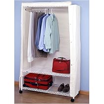 Hot Sale Heavy Duty Garment Rack with Wheels & Cover - White