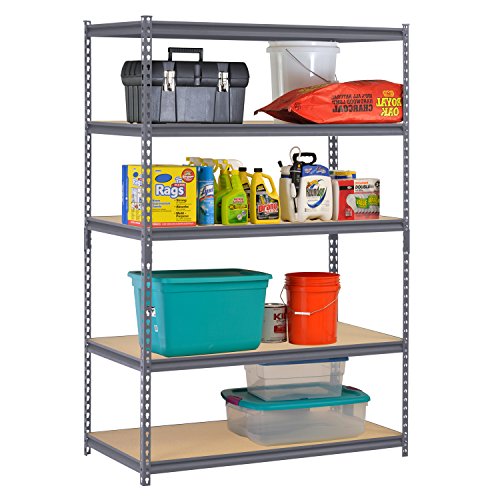 Edsal UR245AZGY Steel Storage Rack, 5 Adjustable Shelves with Post