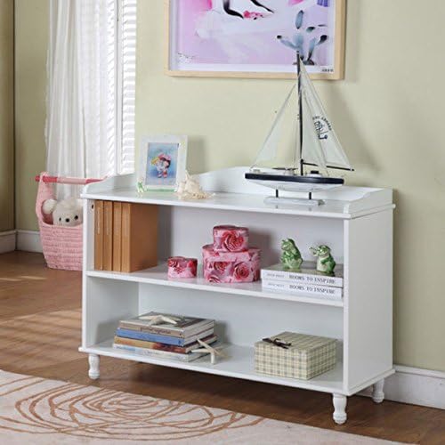 Children's 2-shelf White Bookcase with slide ledges on top