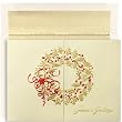 Gold Holly Wreath On Gold Holiday Cards -